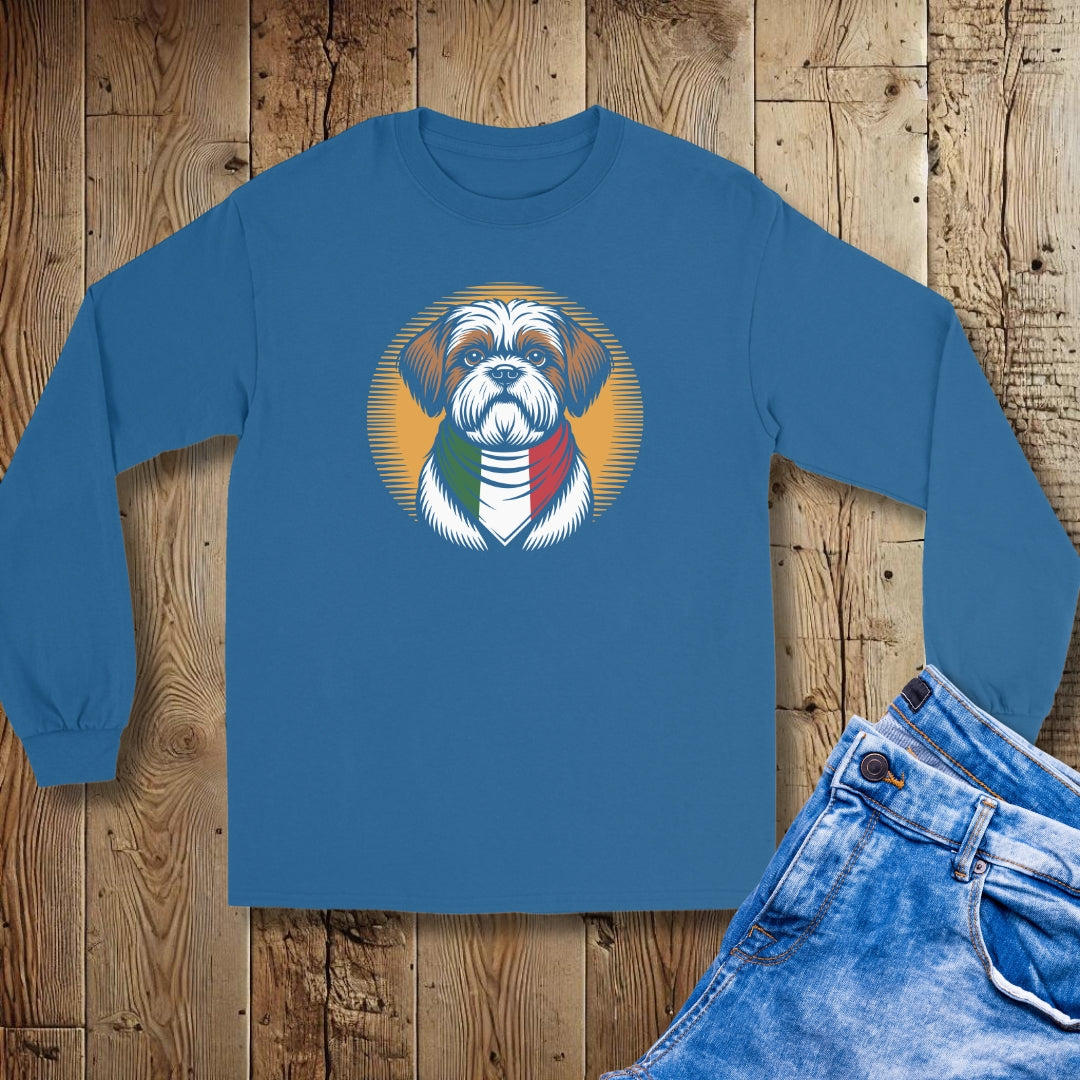 Shih Tzu Italian Flag Bandana Unisex Long Sleeve Tee