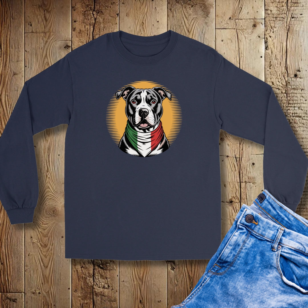 Pit Bull Italian Flag Bandana Unisex Long Sleeve Tee