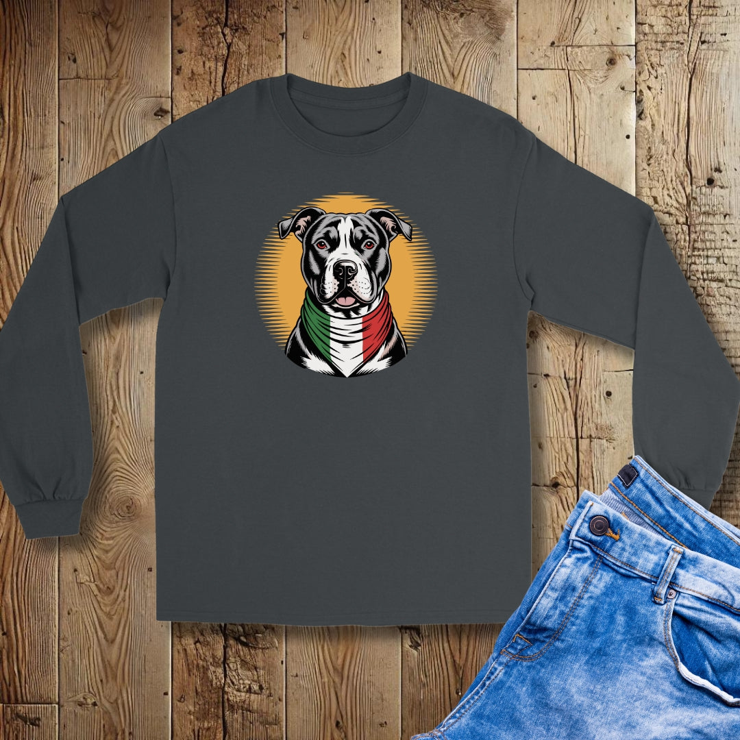 Pit Bull Italian Flag Bandana Unisex Long Sleeve Tee