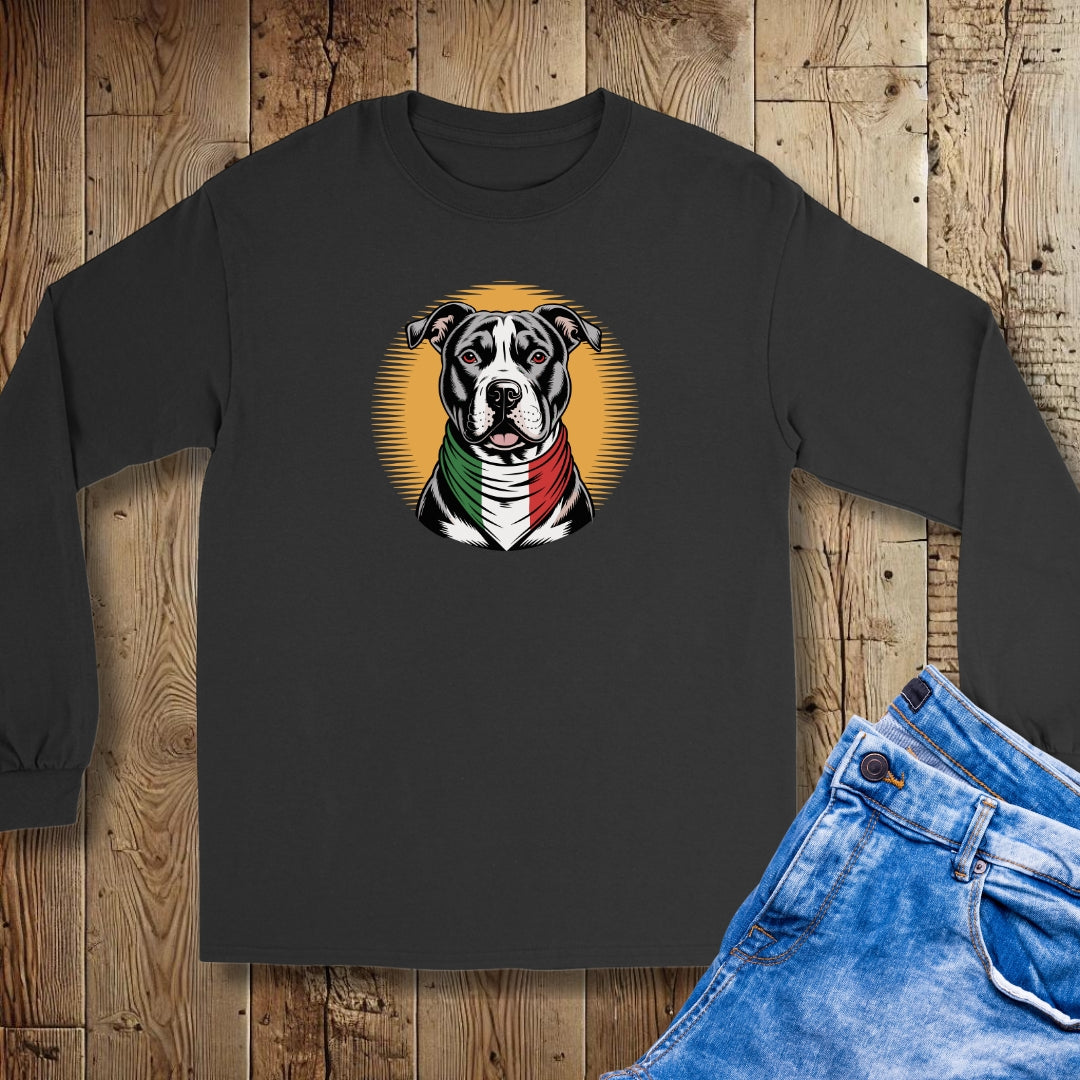 Pit Bull Italian Flag Bandana Unisex Long Sleeve Tee