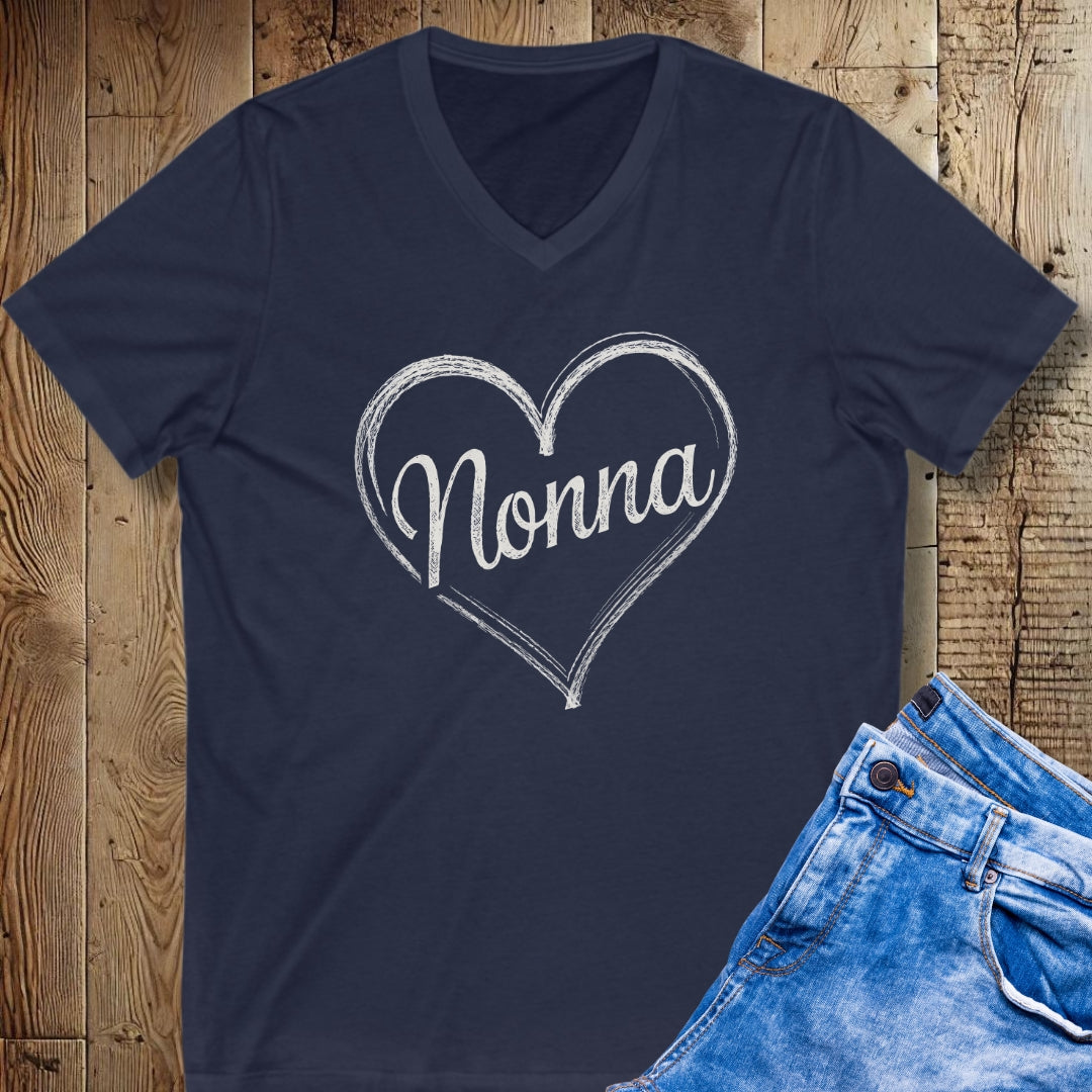 Nonna Chalkboard Heart Short Sleeve V-Neck Tee