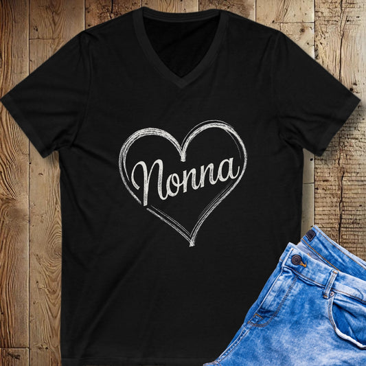 Nonna Chalkboard Heart Short Sleeve V-Neck Tee