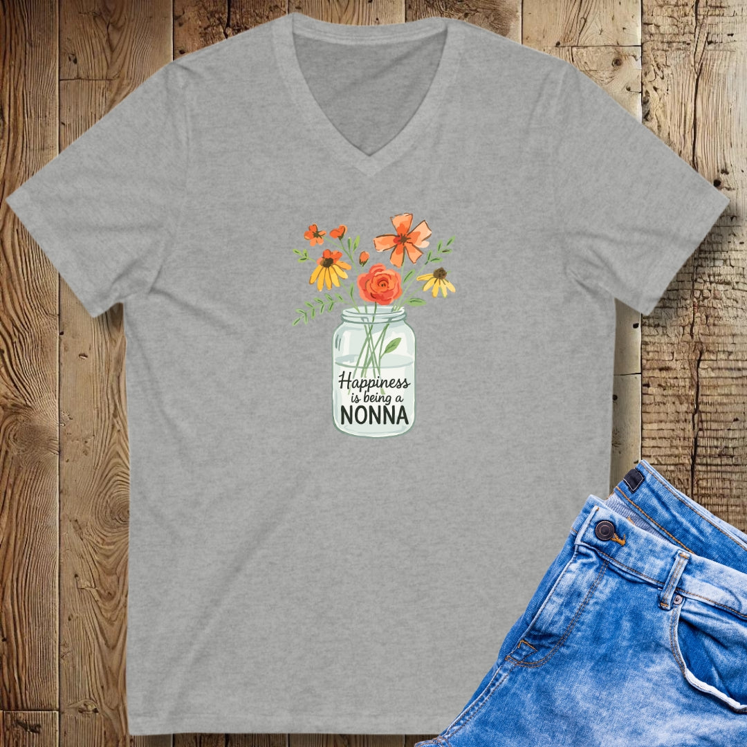 Happiness is Being a Nonna Short Sleeve V-Neck Tee