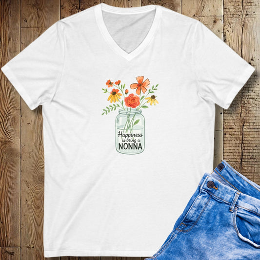 Happiness is Being a Nonna Short Sleeve V-Neck Tee