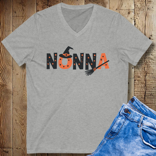 Nonna Witch Halloween Short Sleeve V-Neck Tee