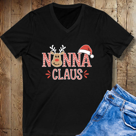 Nonna Claus Christmas Short Sleeve V-Neck Tee