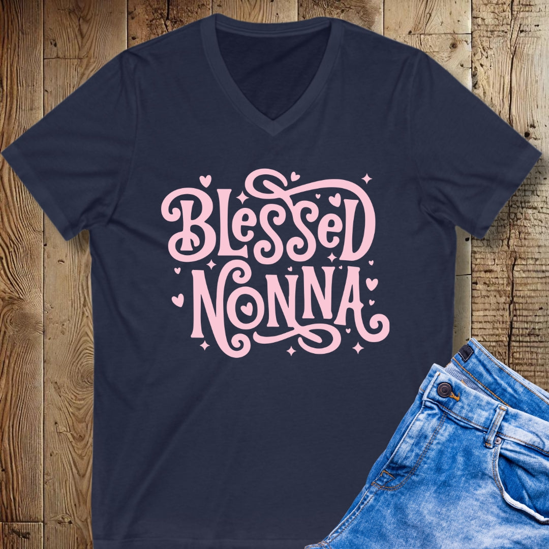 Blessed Nonna Short Sleeve V-Neck Tee