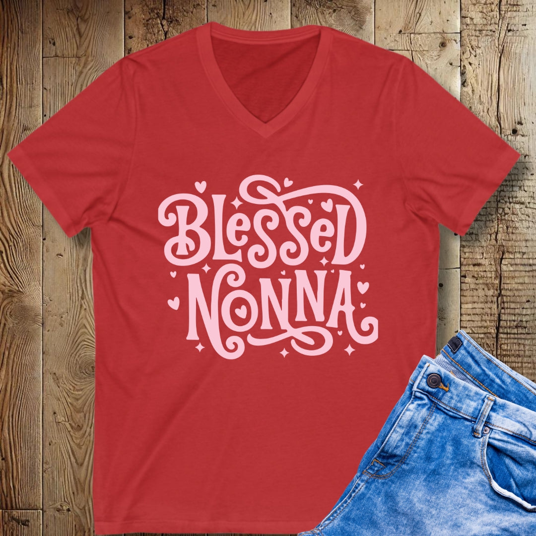 Blessed Nonna Short Sleeve V-Neck Tee