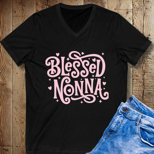 Blessed Nonna Short Sleeve V-Neck Tee
