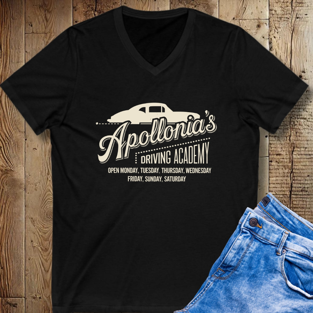 Apollonia's Driving Academy Godfather Short Sleeve V-Neck Tee