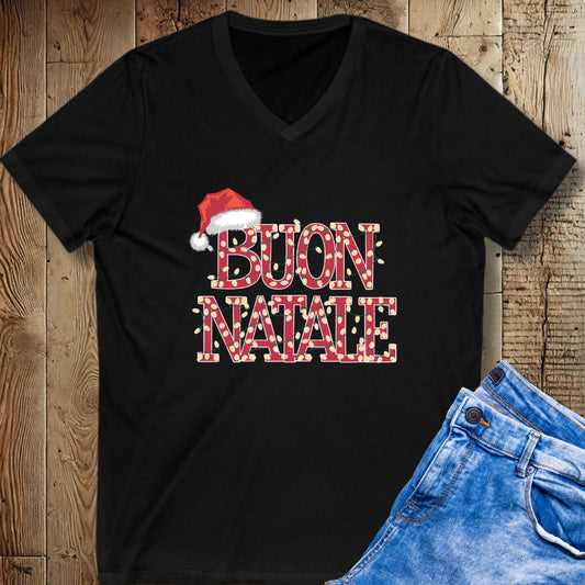 Buon Natale Christmas Lights Short Sleeve V-Neck Tee