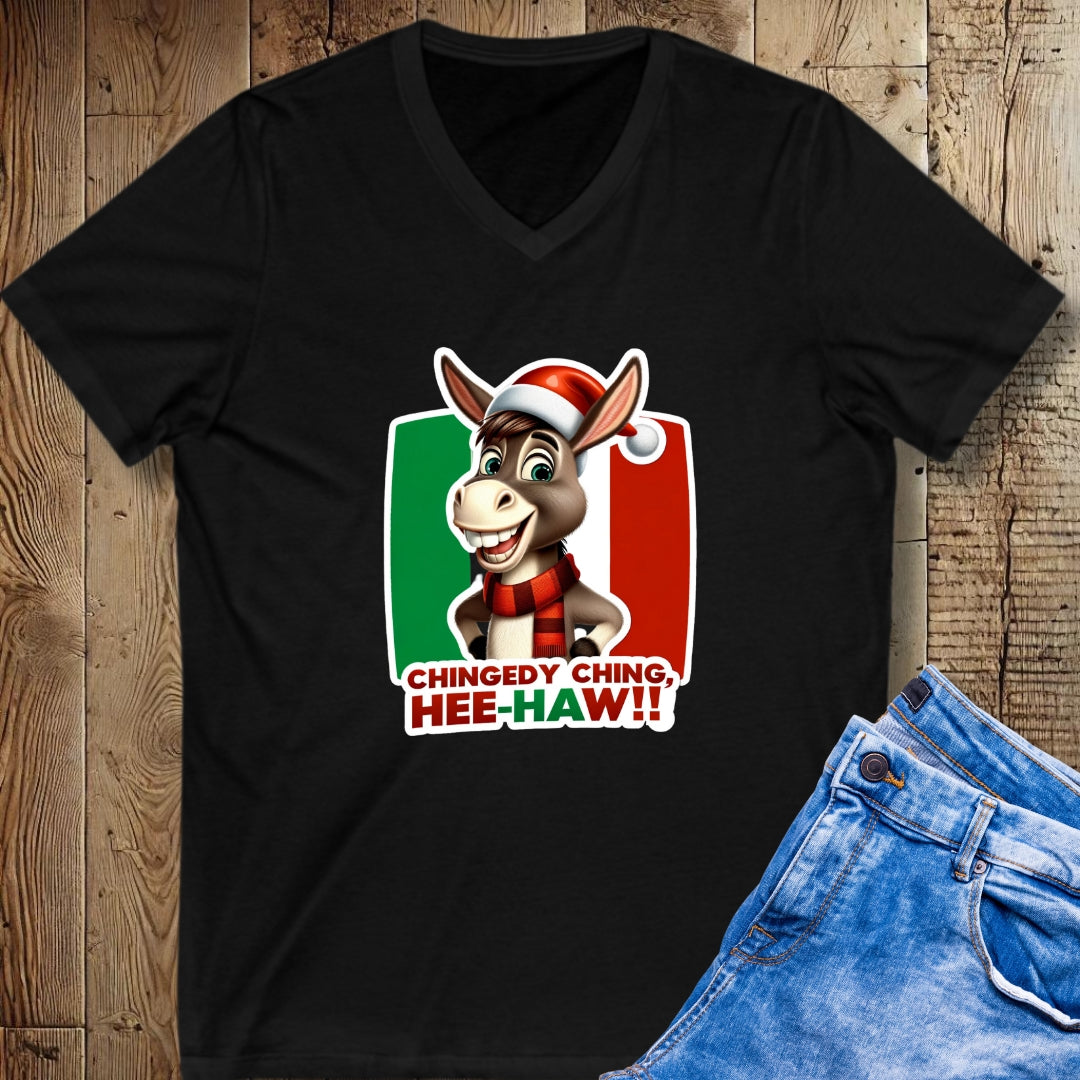 Dominick the Italian Christmas Donkey Short Sleeve V-Neck Tee