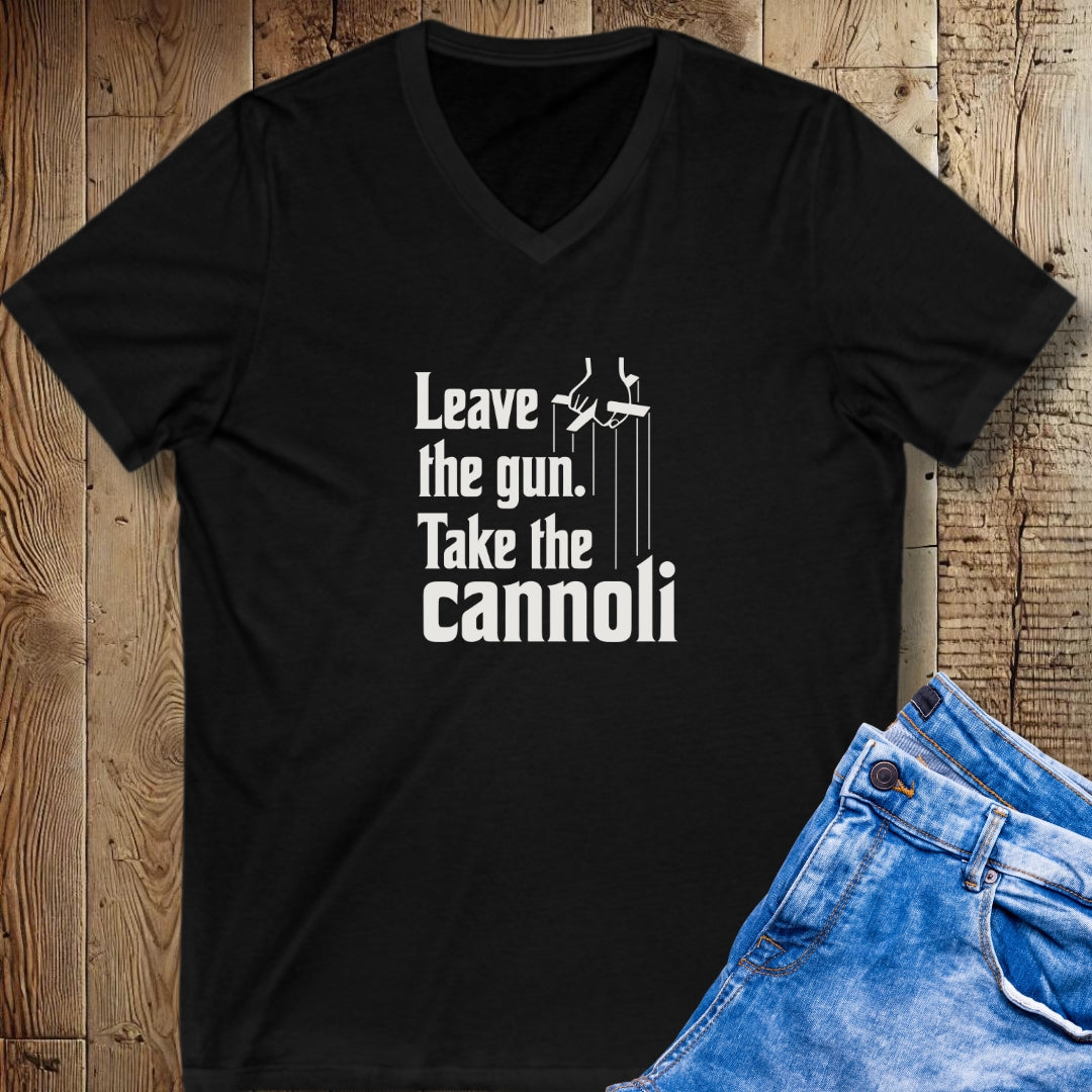 Leave the Gun Take the Cannoli Godfather Short Sleeve V-Neck Tee