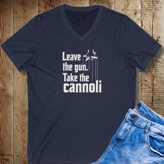 Leave the Gun Take the Cannoli Godfather Short Sleeve V-Neck Tee