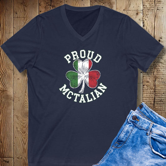 Proud Mctalian Half Irish Short Sleeve V-Neck Tee