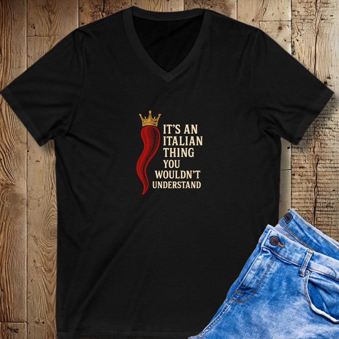It's an Italian Thing Cornicello Malocchio Short Sleeve V-Neck Tee