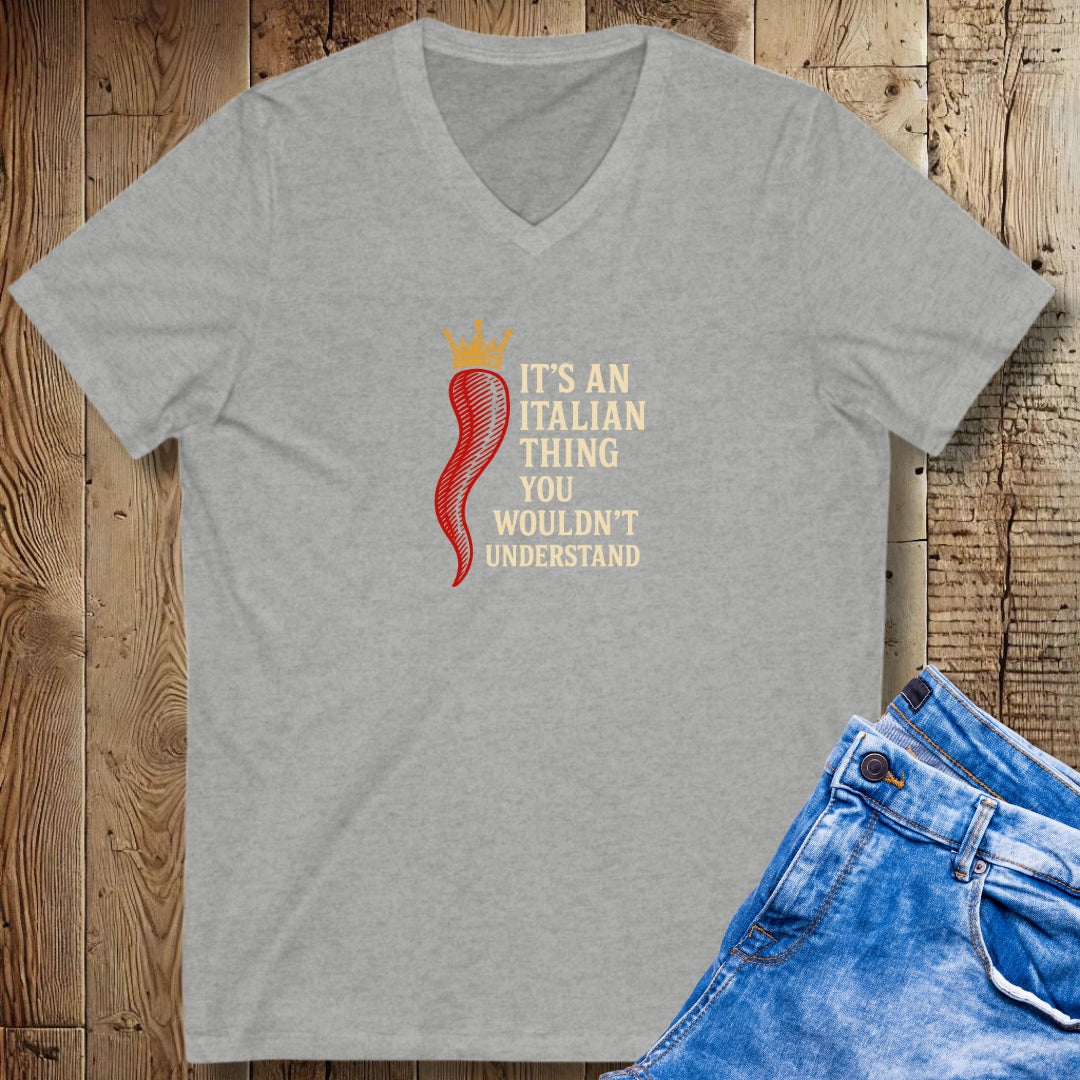 It's an Italian Thing Cornicello Malocchio Short Sleeve V-Neck Tee