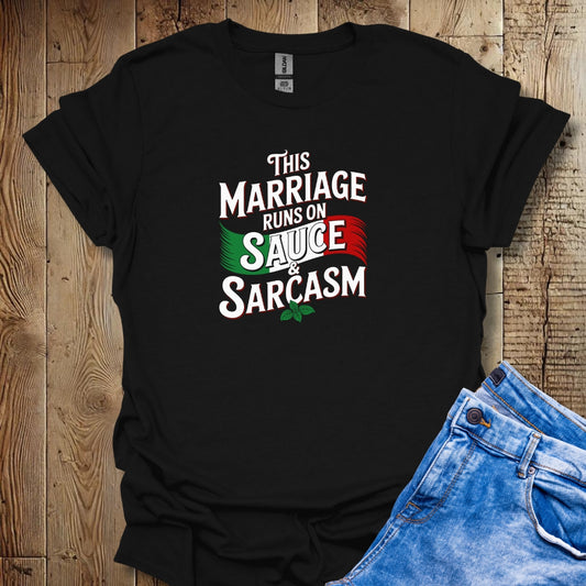 This Marriage Runs On Sauce And Sarcasm Lightweight Unisex T-shirt