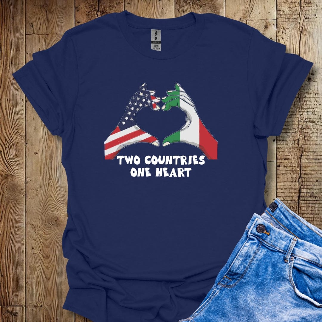 Two Countries One Heart Italian American Flags Lightweight Unisex T-shirt