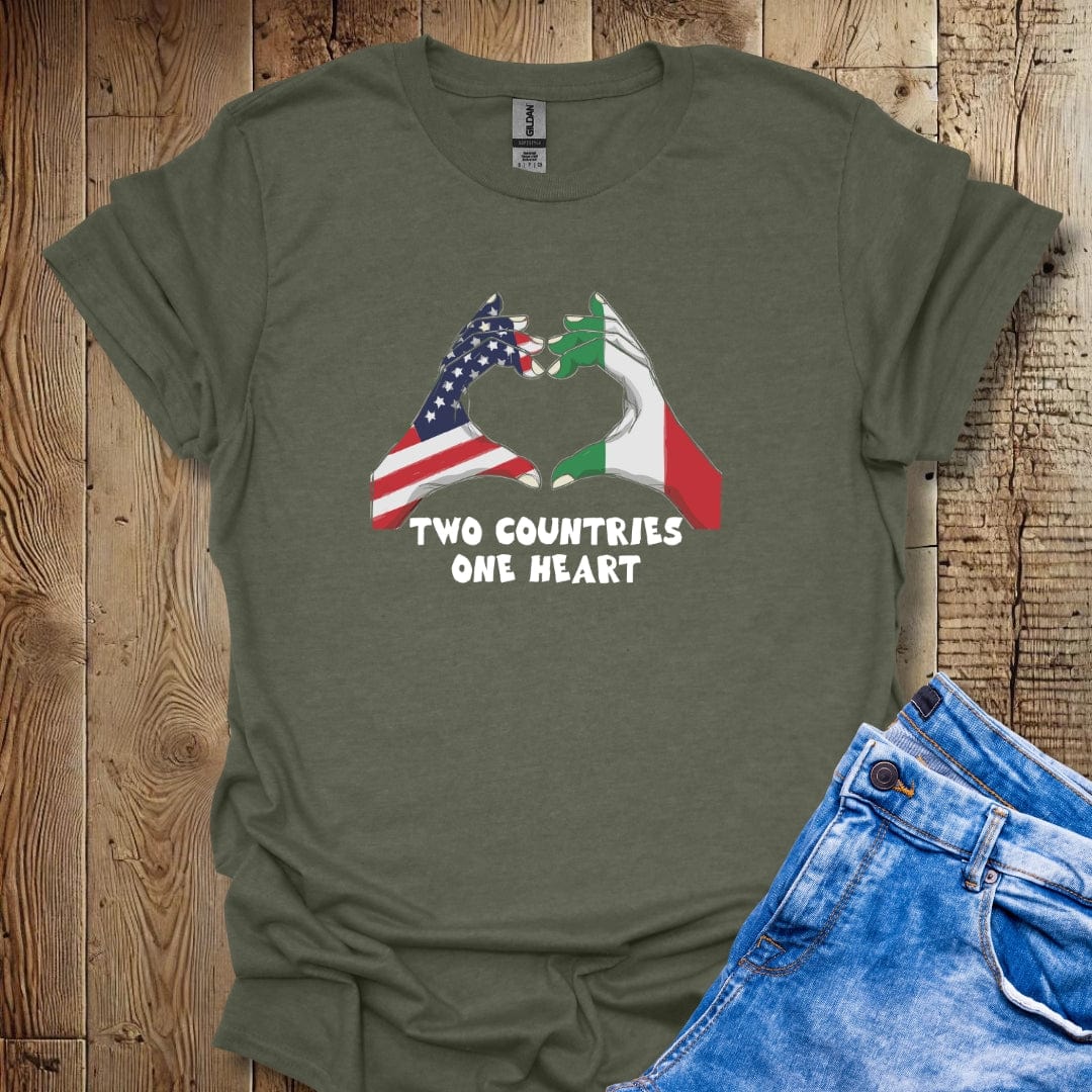 Two Countries One Heart Italian American Flags Lightweight Unisex T-shirt
