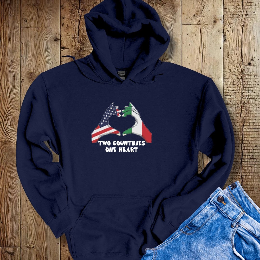 Two Countries One Heart Italian American Flags Hoodie Sweatshirt