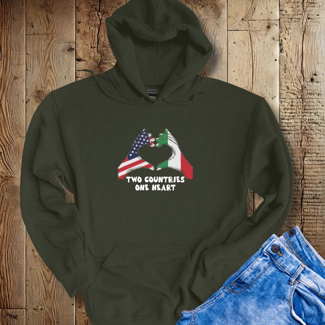 Two Countries One Heart Italian American Flags Hoodie Sweatshirt
