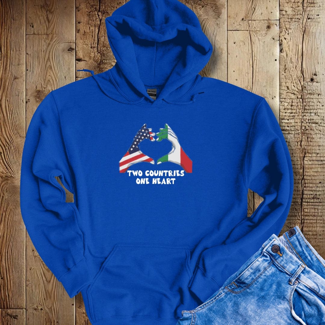 Two Countries One Heart Italian American Flags Hoodie Sweatshirt