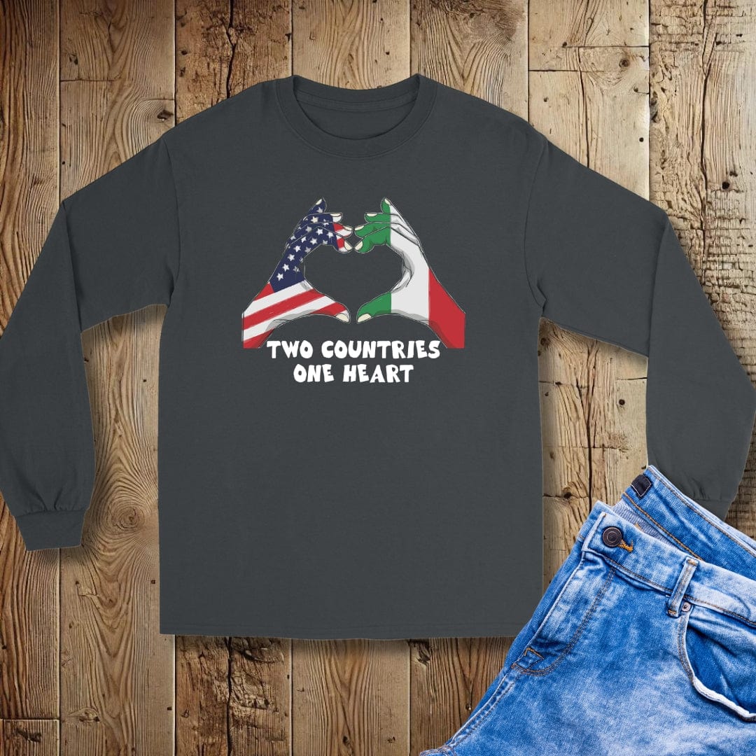 Two Countries One Heart Italian American Flags Unisex Long Sleeve Tee