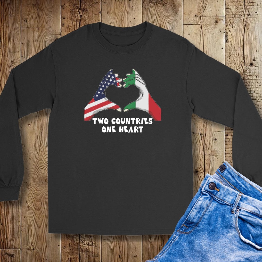 Two Countries One Heart Italian American Flags Unisex Long Sleeve Tee