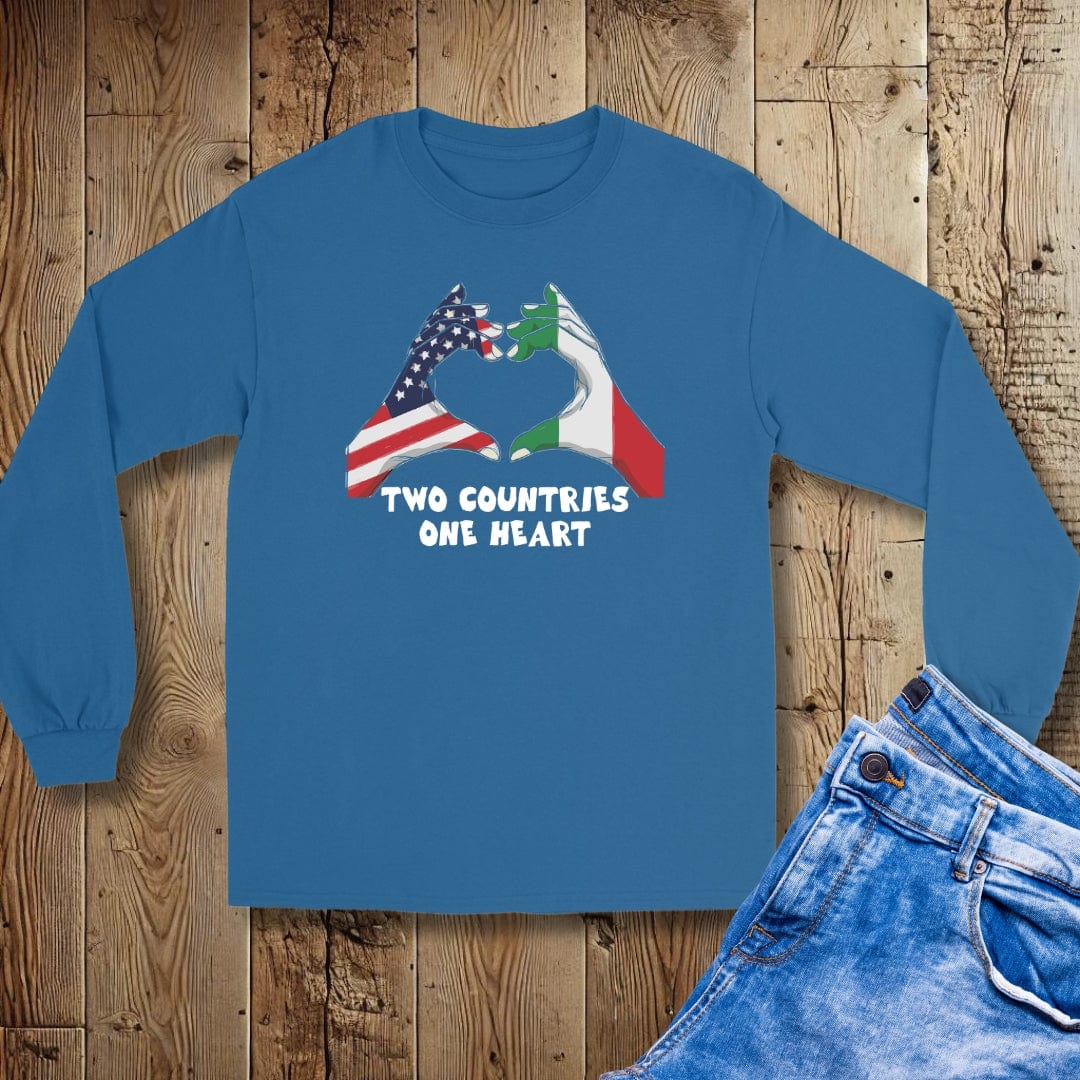 Two Countries One Heart Italian American Flags Unisex Long Sleeve Tee