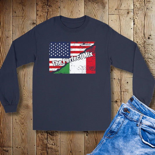 The Perfect Mix Italian American Flags Unisex Long Sleeve Tee