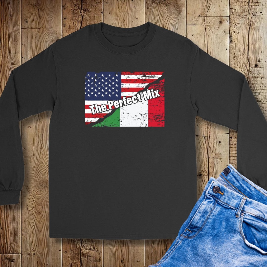 The Perfect Mix Italian American Flags Unisex Long Sleeve Tee