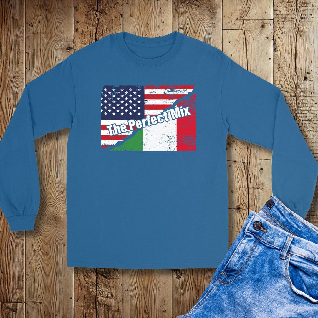 The Perfect Mix Italian American Flags Unisex Long Sleeve Tee