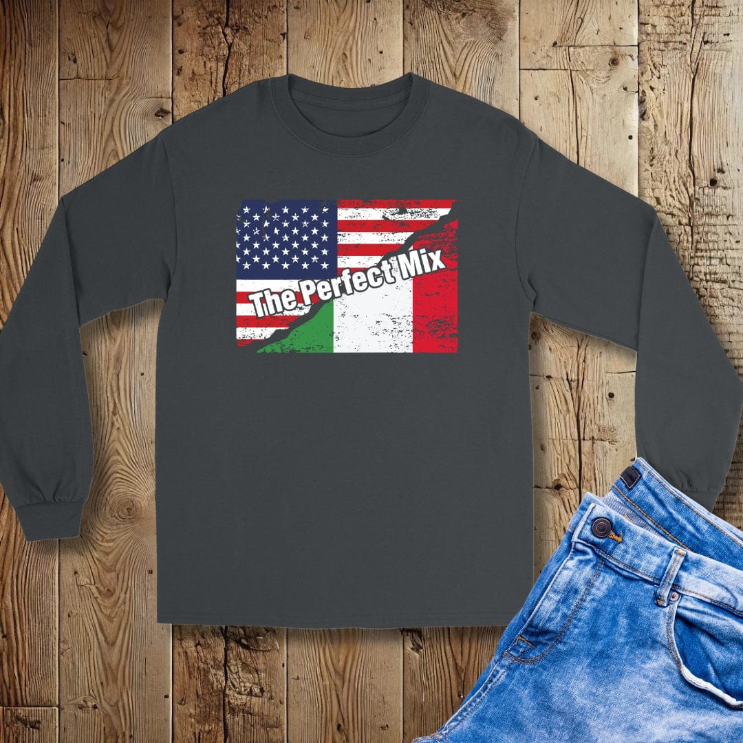 The Perfect Mix Italian American Flags Unisex Long Sleeve Tee