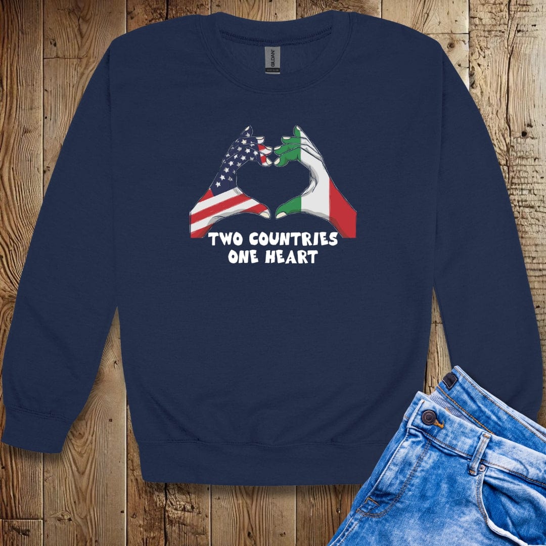 Two Countries One Heart Italian American Flags Unisex Crewneck Sweatshirt