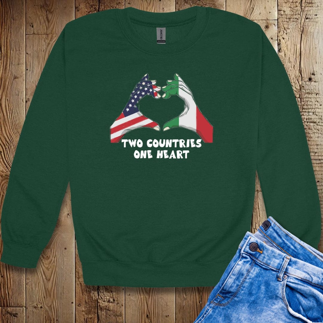 Two Countries One Heart Italian American Flags Unisex Crewneck Sweatshirt
