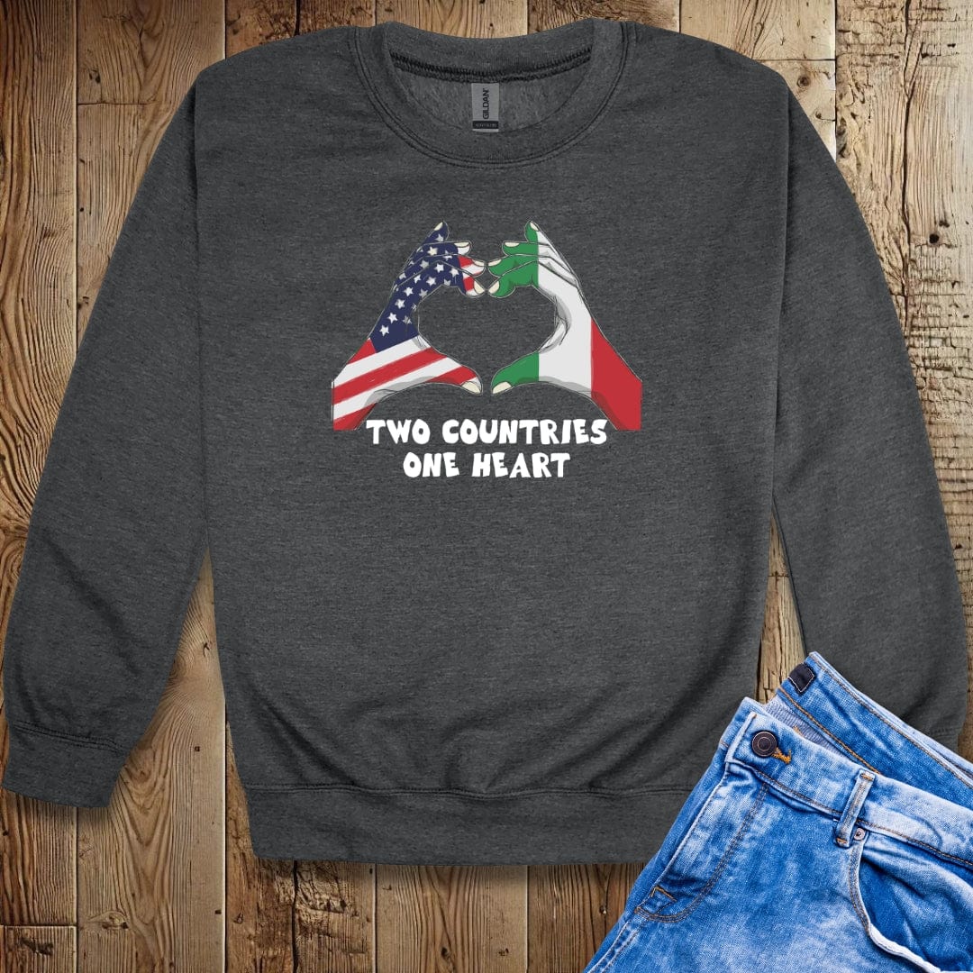 Two Countries One Heart Italian American Flags Unisex Crewneck Sweatshirt