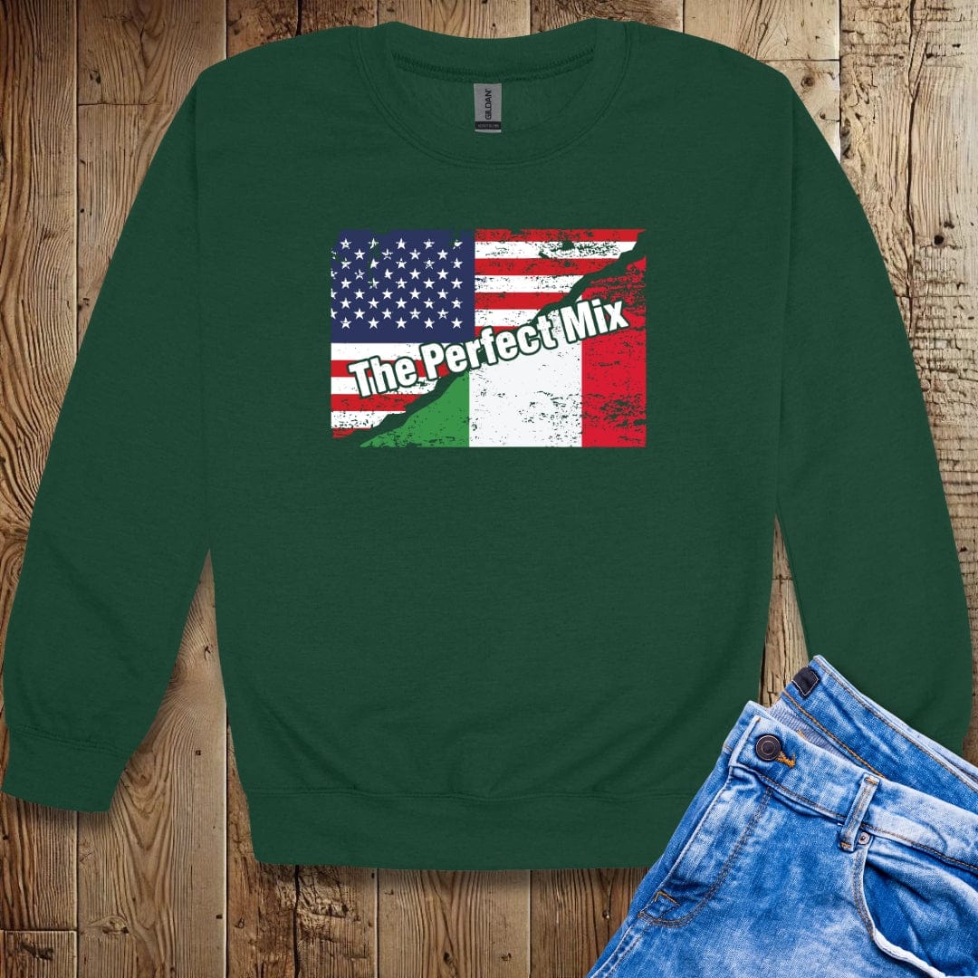 The Perfect Mix Italian American Flags Unisex Crewneck Sweatshirt