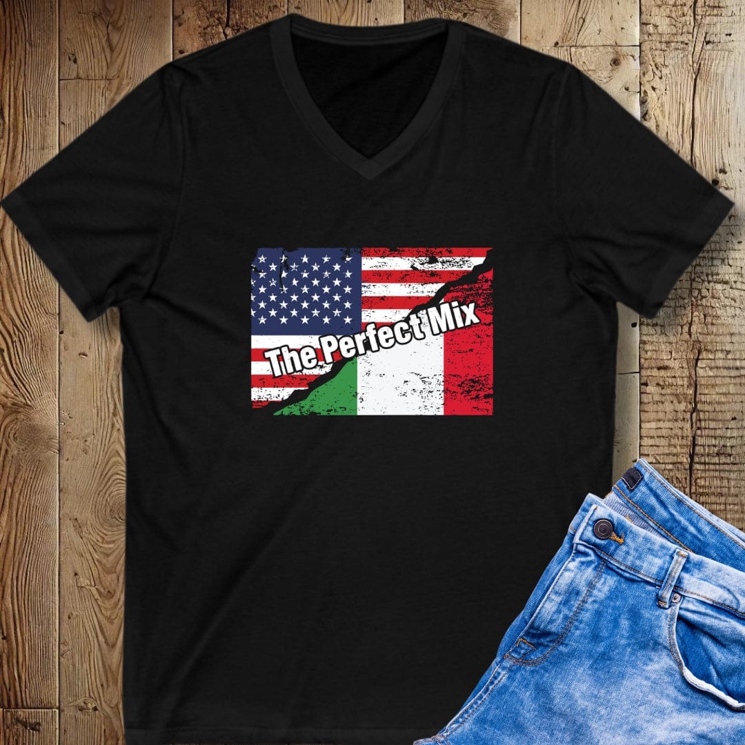 Perfect Mix Italian American Flags V-Neck Tee