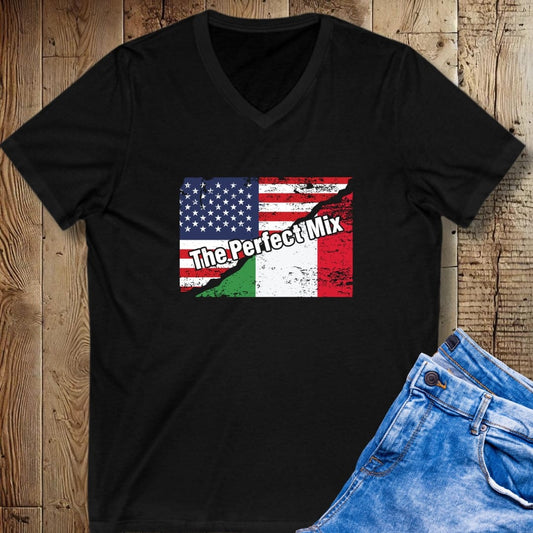 Perfect Mix Italian American Flags V-Neck Tee
