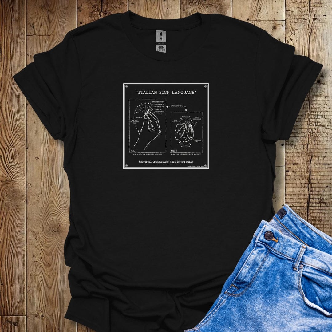 Italian Sign Language Schematic Lightweight Unisex T-shirt