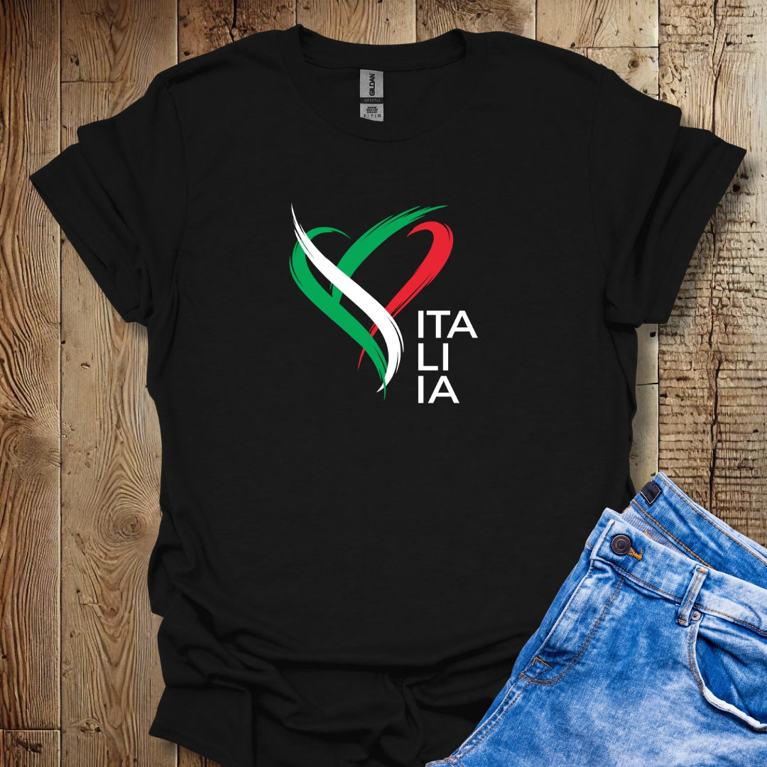 Italia Flag Colors Heart Lightweight Unisex T-shirt