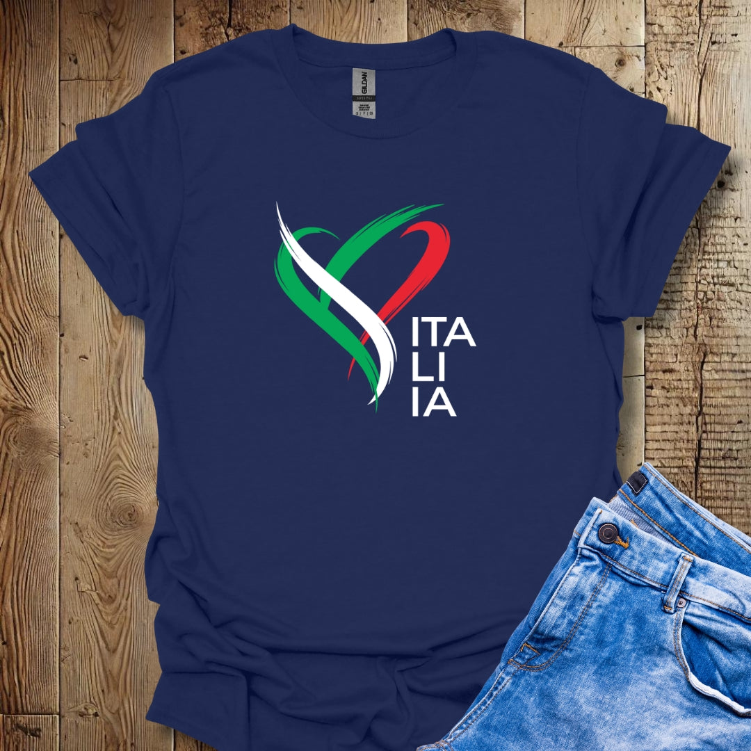 Italia Flag Colors Heart Lightweight Unisex T-shirt