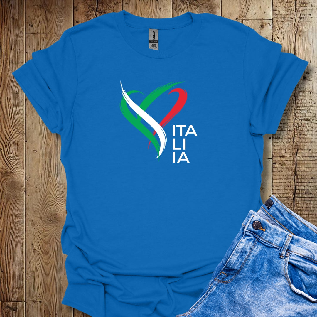 Italia Flag Colors Heart Lightweight Unisex T-shirt
