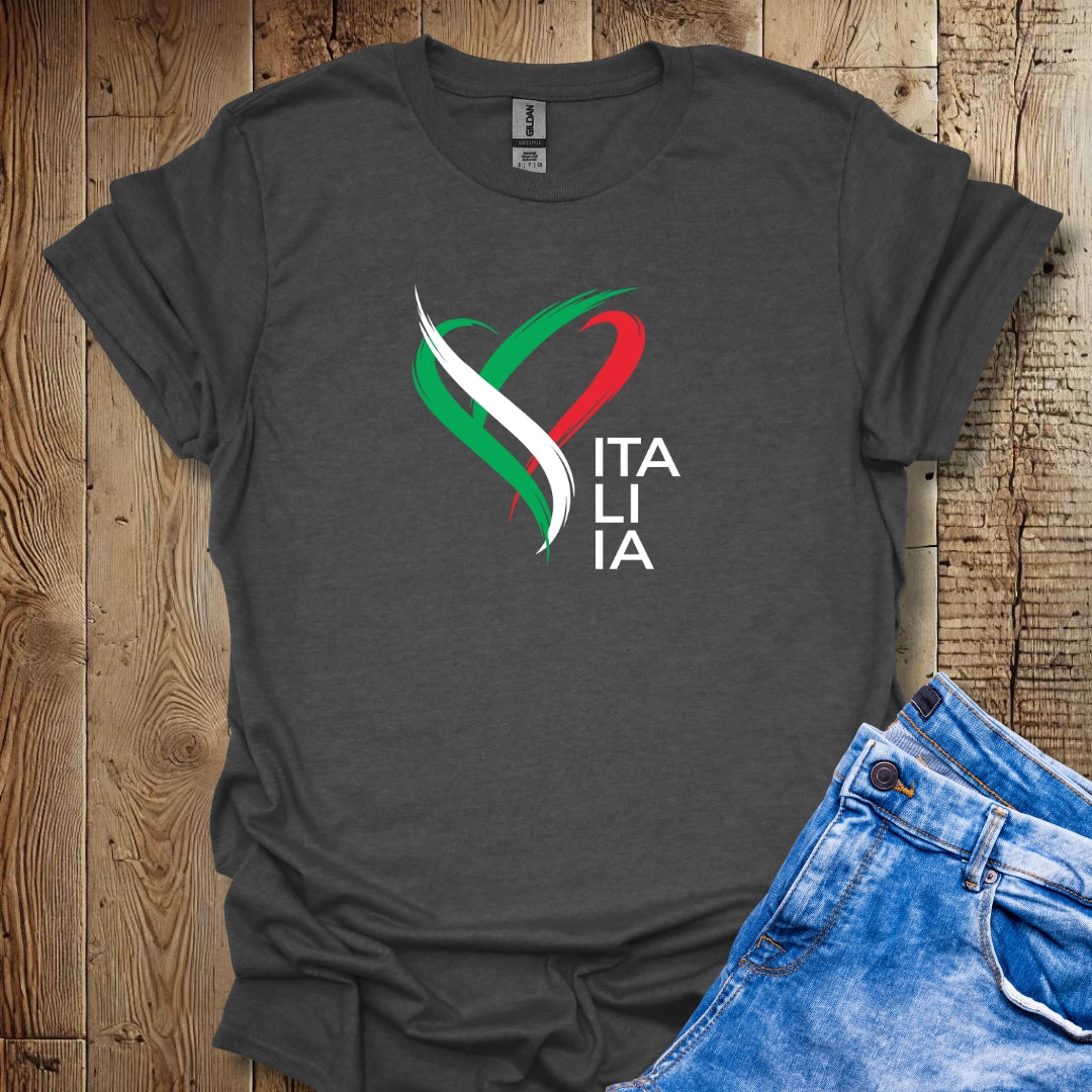 Italia Flag Colors Heart Lightweight Unisex T-shirt