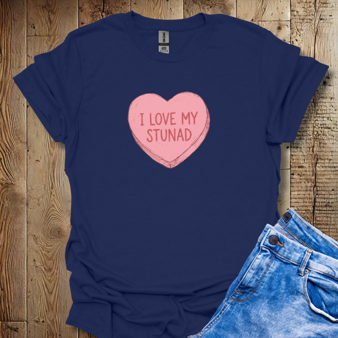 I Love My Stunad Candy Heart Valentine's Day Lightweight Unisex T-shirt
