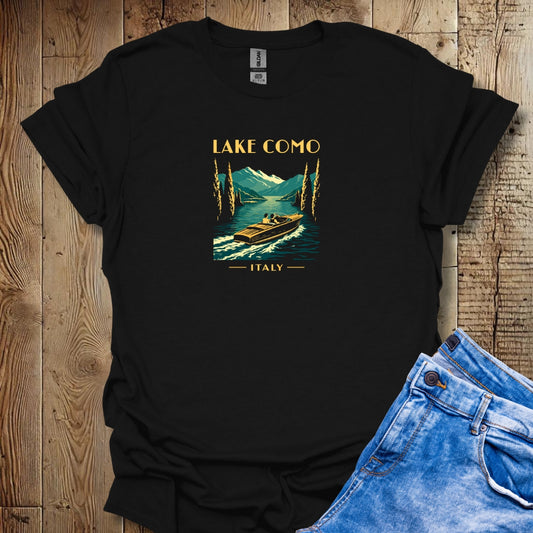 Retro Lake Como Italy Lightweight Unisex T-shirt