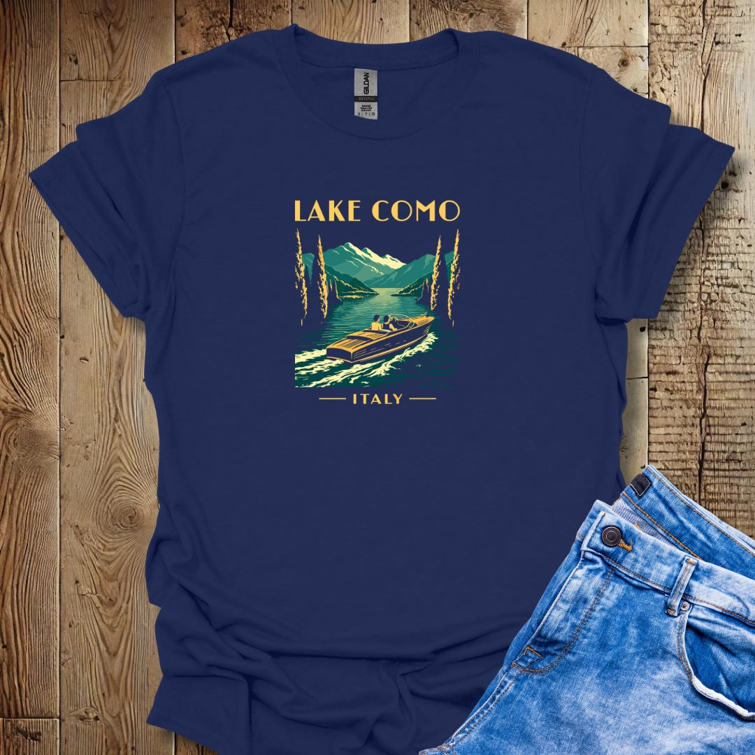 Retro Lake Como Italy Lightweight Unisex T-shirt