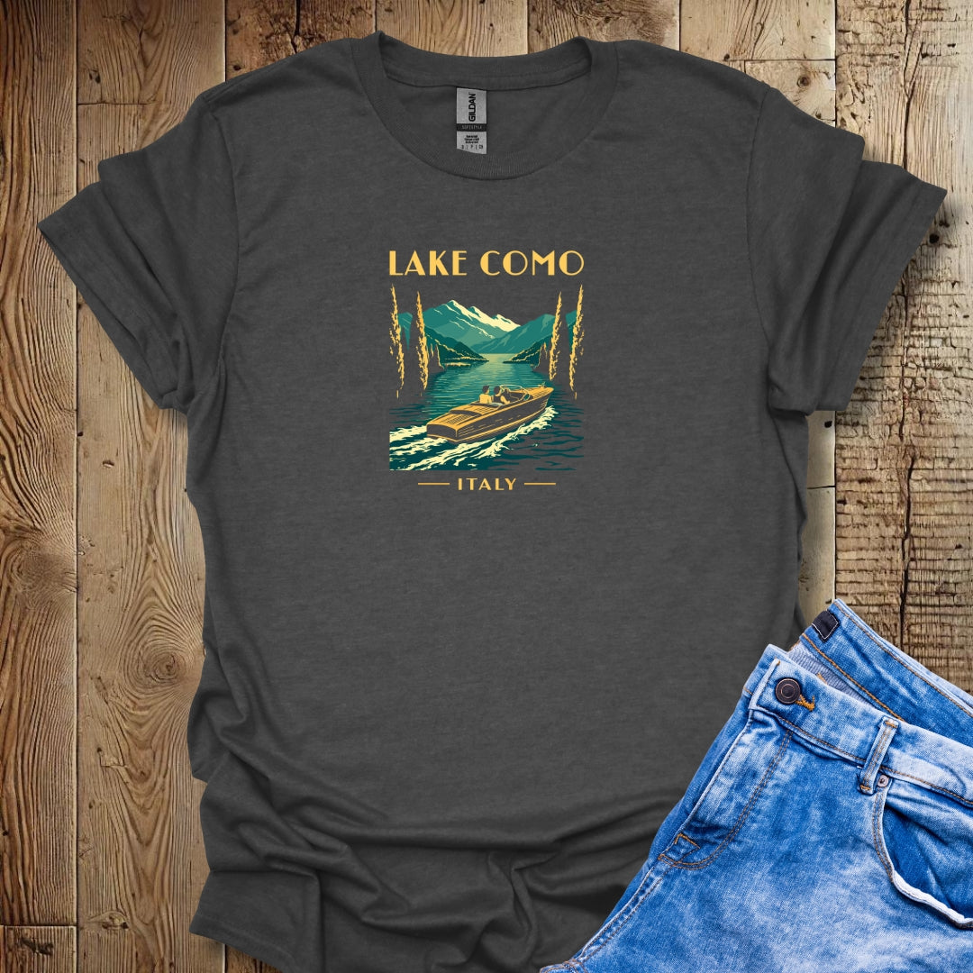 Retro Lake Como Italy Lightweight Unisex T-shirt
