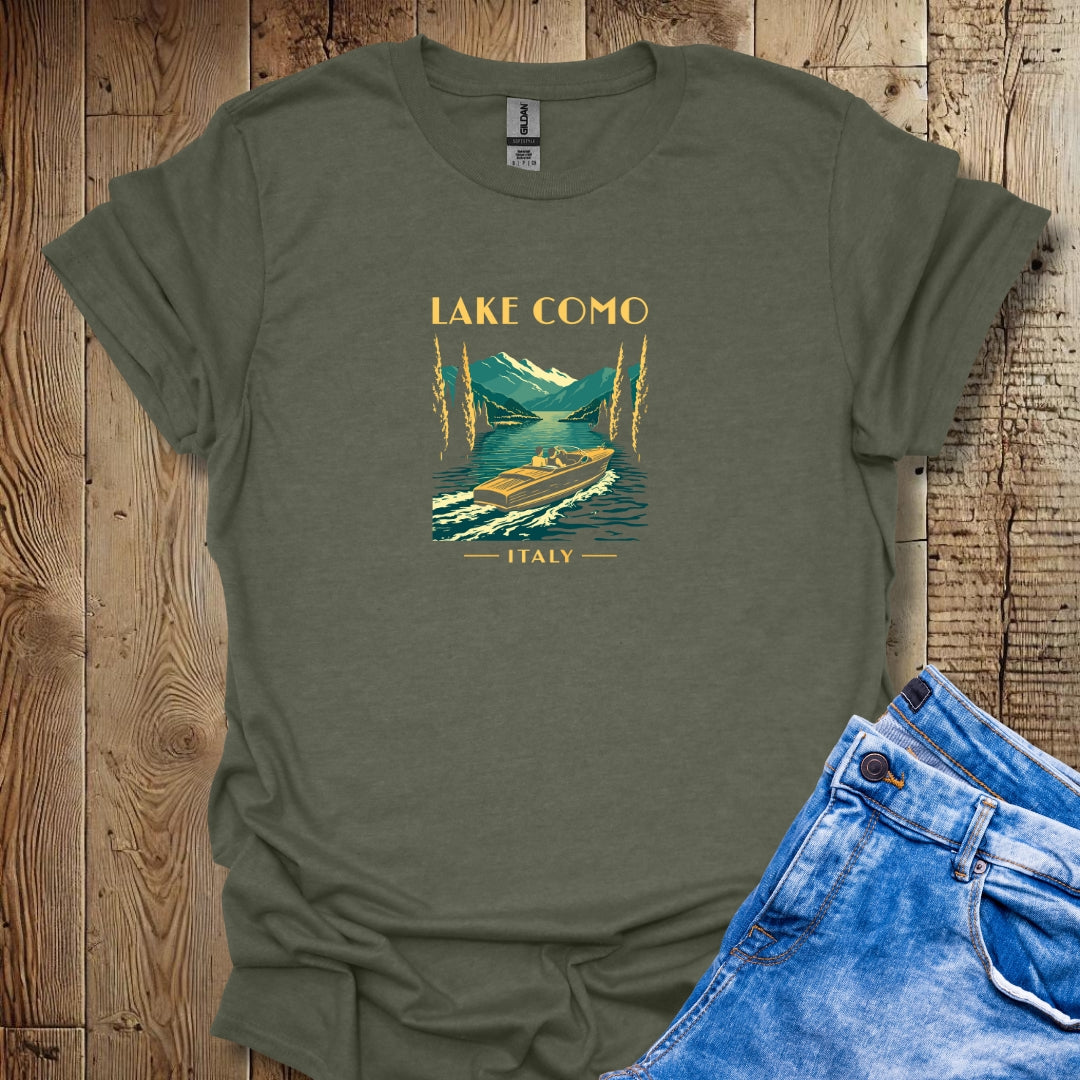 Retro Lake Como Italy Lightweight Unisex T-shirt